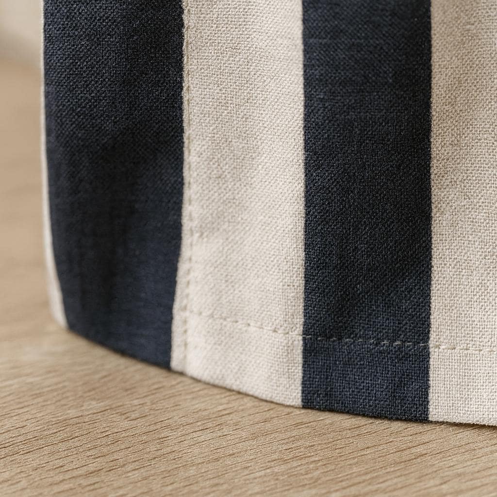 Hand Block Printed Curtains - Organic Cotton, Black & White Stripes — image 3