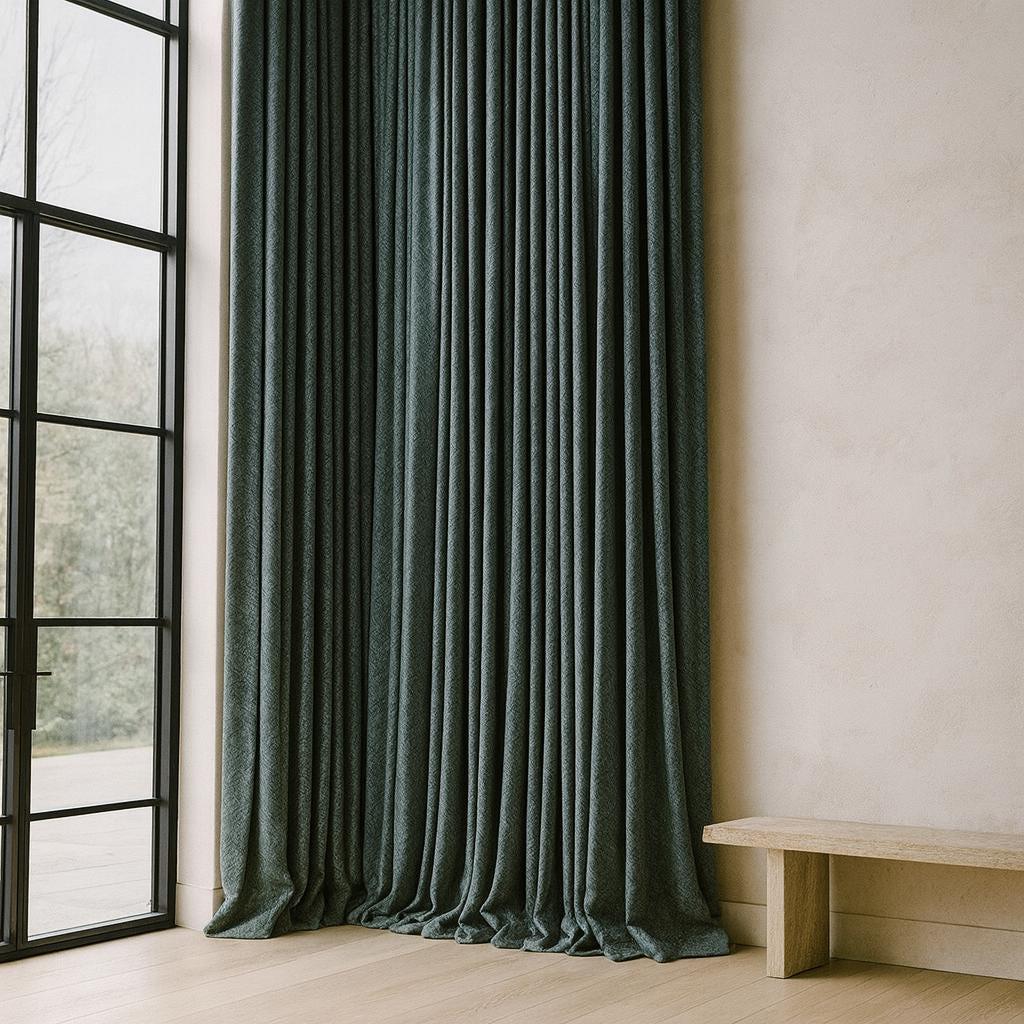 Teal Sea-Green Curtains: Cotton Jacquard Chevron Blackout — image 5