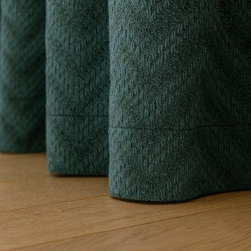 Teal Sea-Green Curtains: Cotton Jacquard Chevron Blackout — image 8