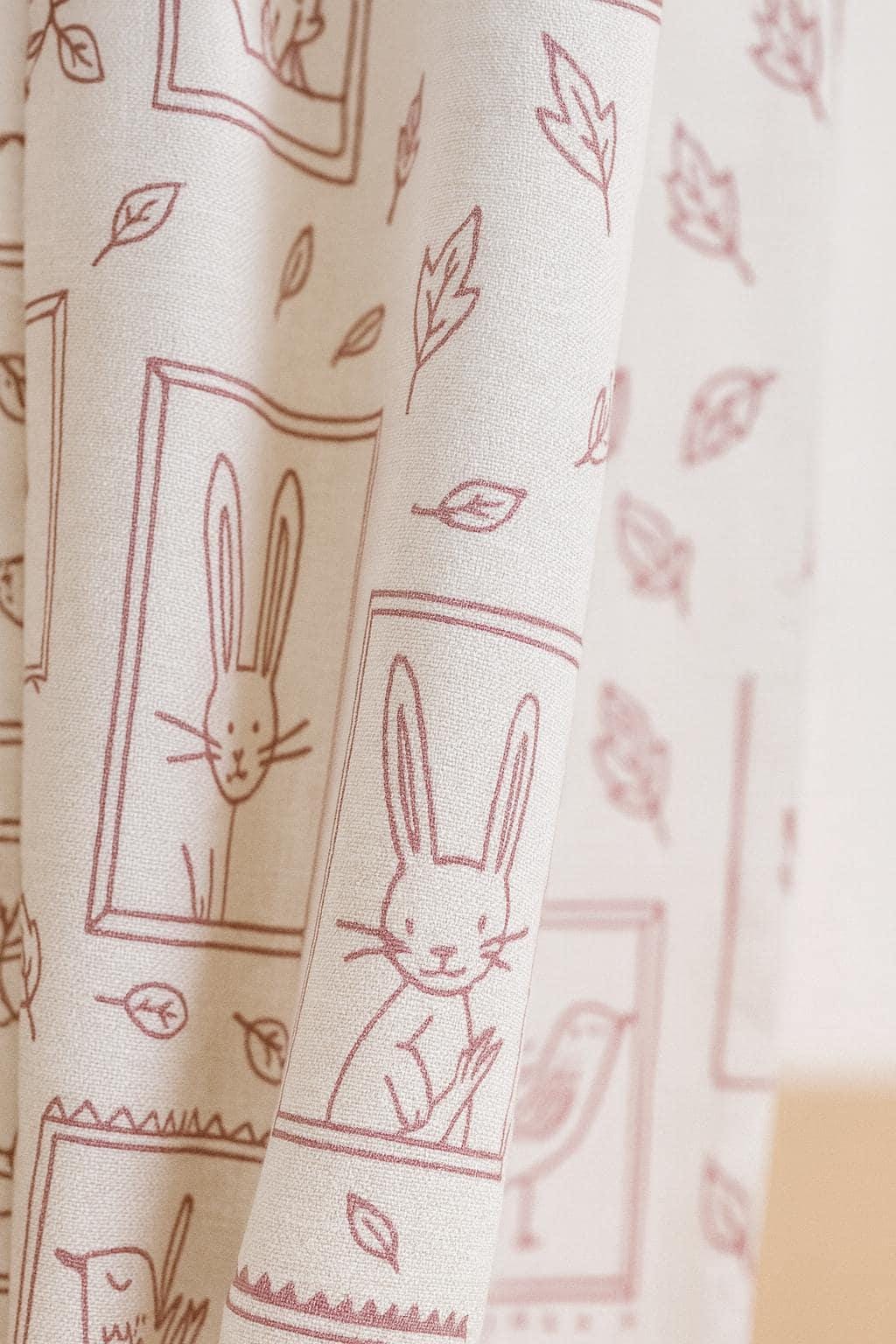 Nursery Linen Curtains, Raspberry Animal Doodles (Custom Sizes, Blackout Liner) — image 7