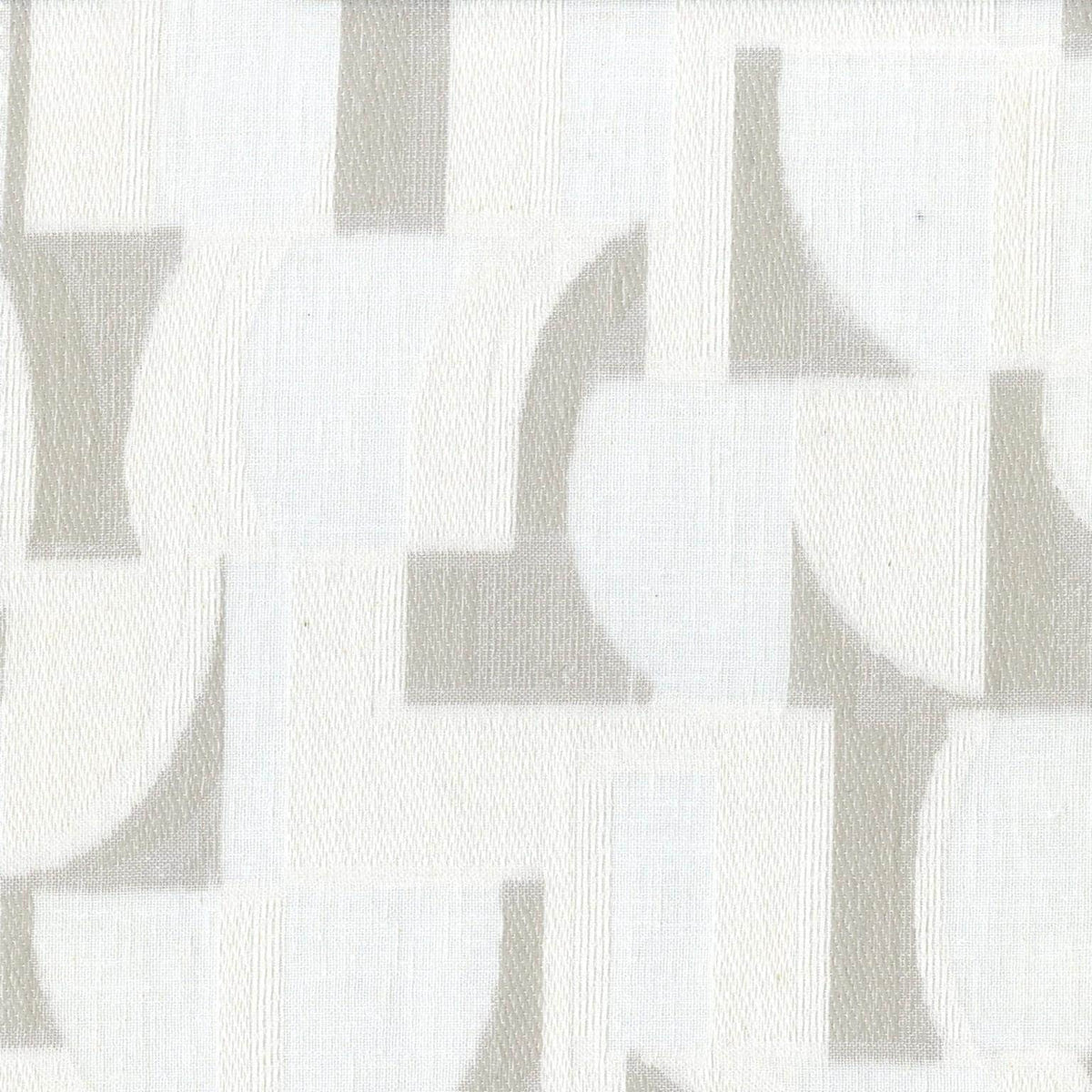 Organic Linen Sheer Curtain: White with Grey Geometric Embroidery — image 8