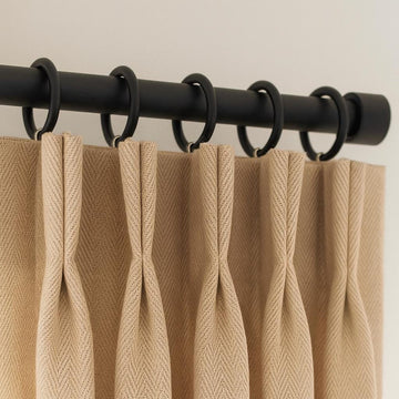 Pinch Pleat Curtains: Buff Linen - Blackout or Cotton Lining — image 1