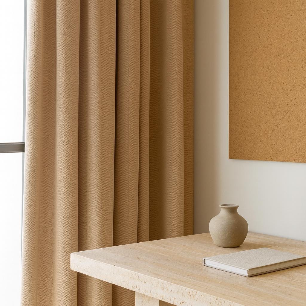 Pinch Pleat Curtains: Buff Linen - Blackout or Cotton Lining — image 7
