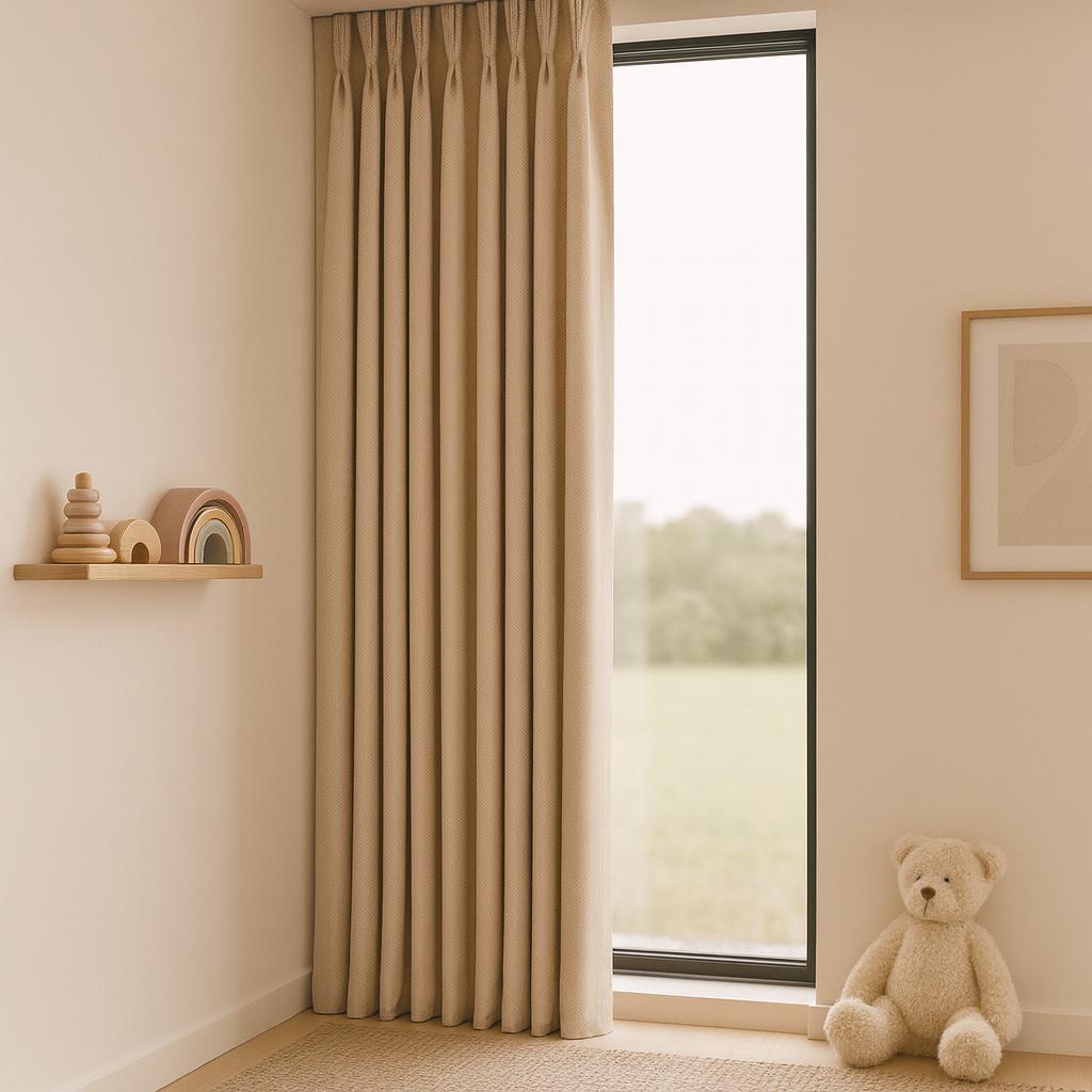 Pinch Pleat Curtains: Buff Linen - Blackout or Cotton Lining — image 8