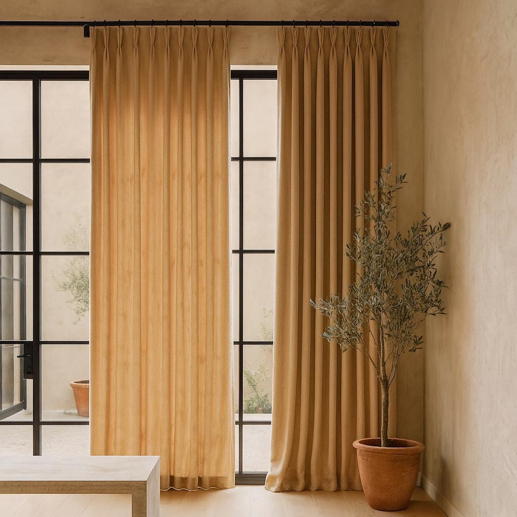 Pinch Pleat Curtains: Buff Linen - Blackout or Cotton Lining — image 9