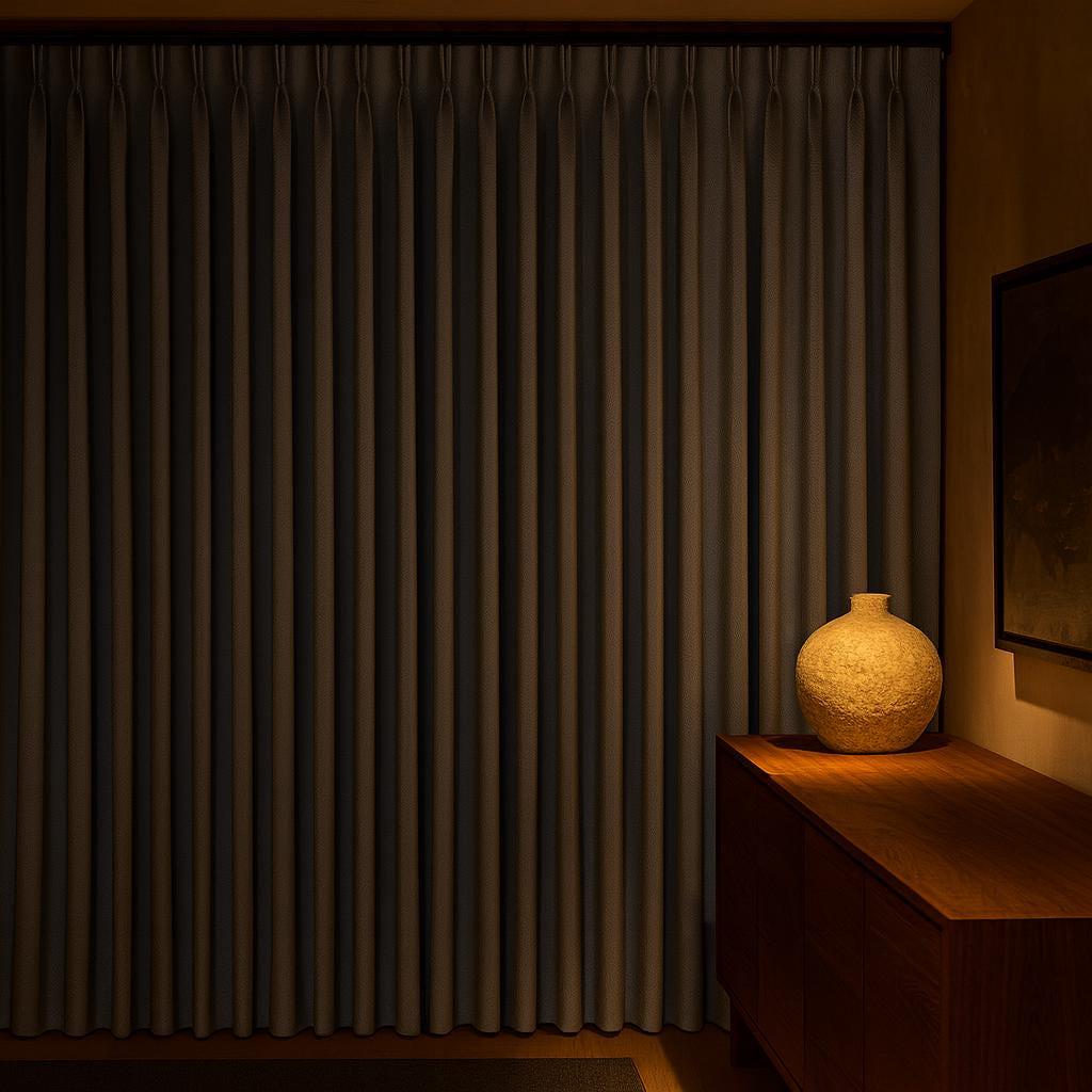 Linen Curtains: Sky Blue Herringbone (Pinch Pleat, Custom Lengths) — image 6