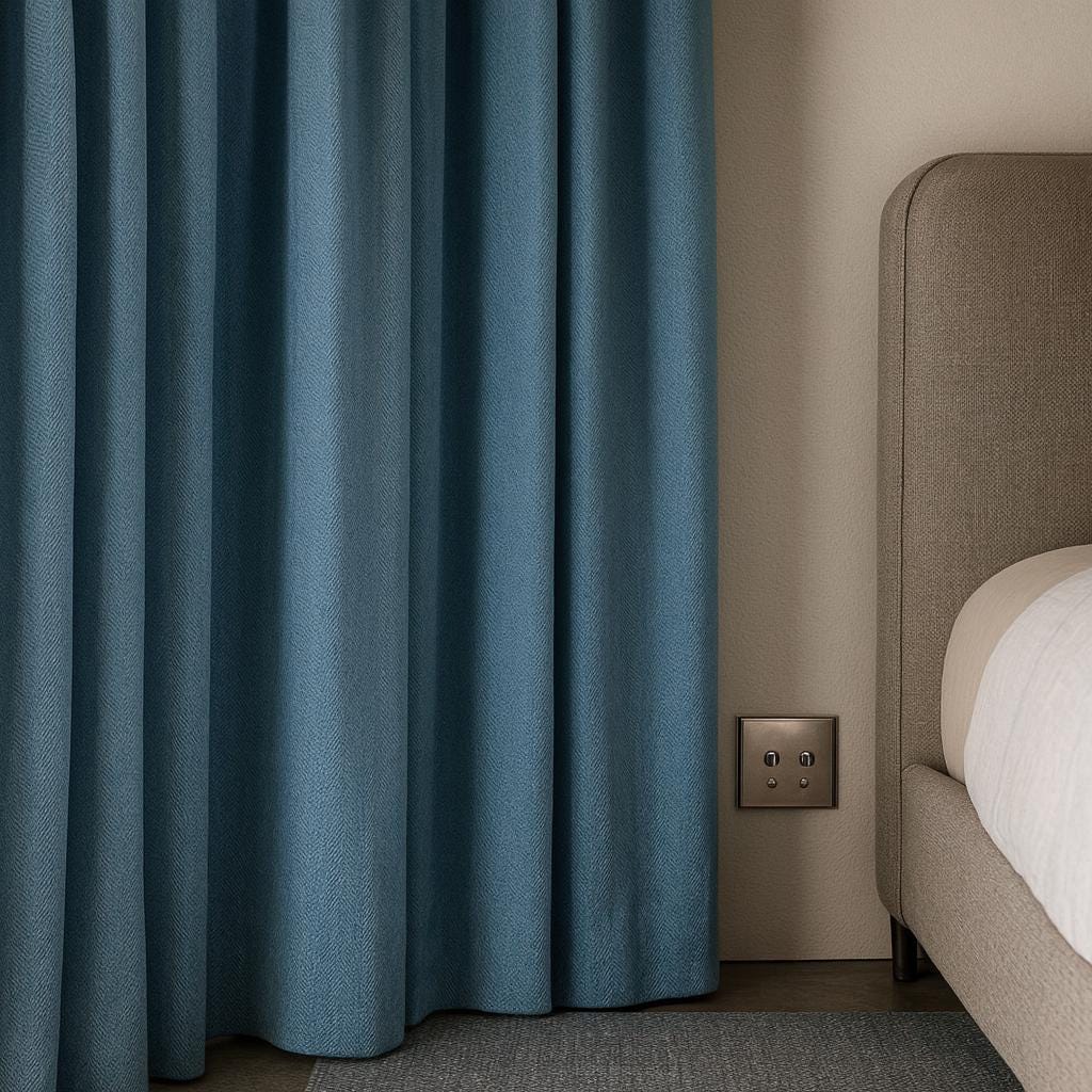 Linen Curtains: Sky Blue Herringbone (Pinch Pleat, Custom Lengths) — image 7