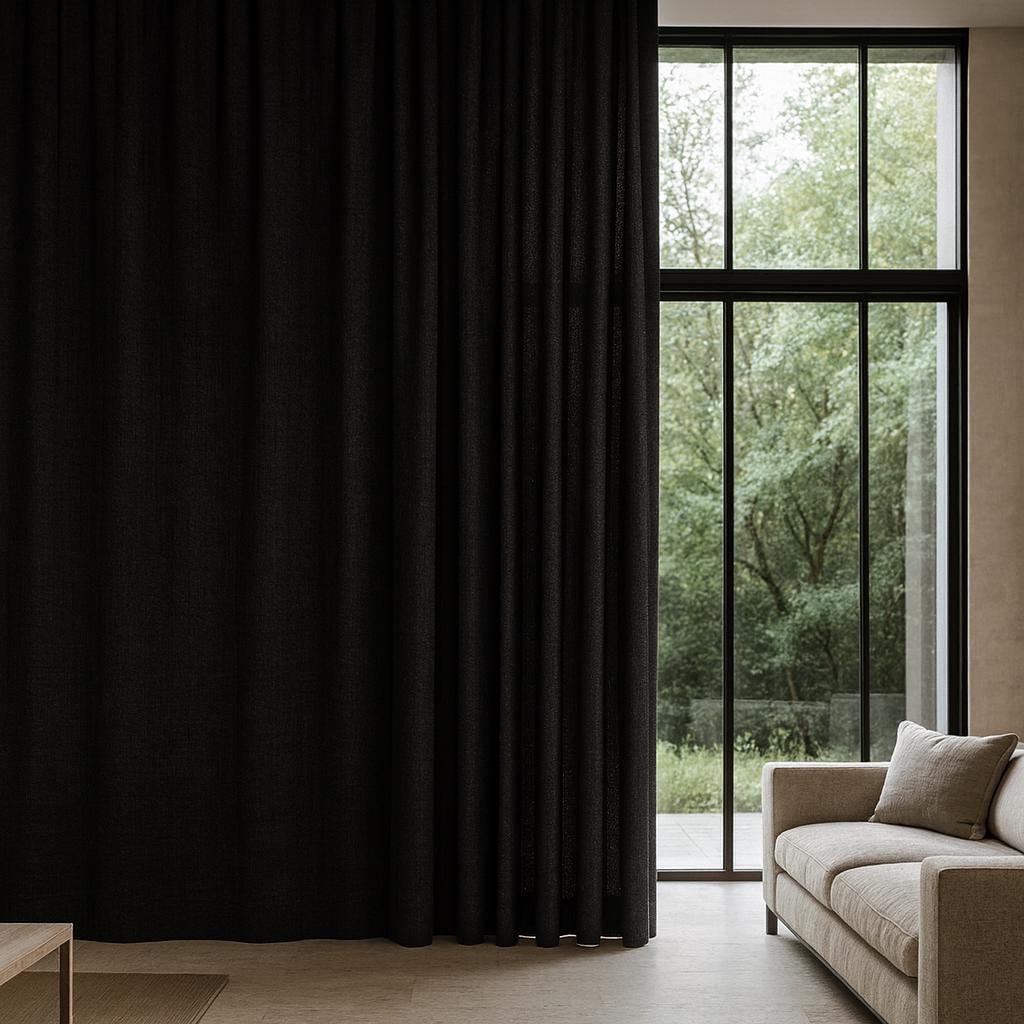 Organic Linen Blackout Curtains: Heavyweight Black, Set of 2 — image 6
