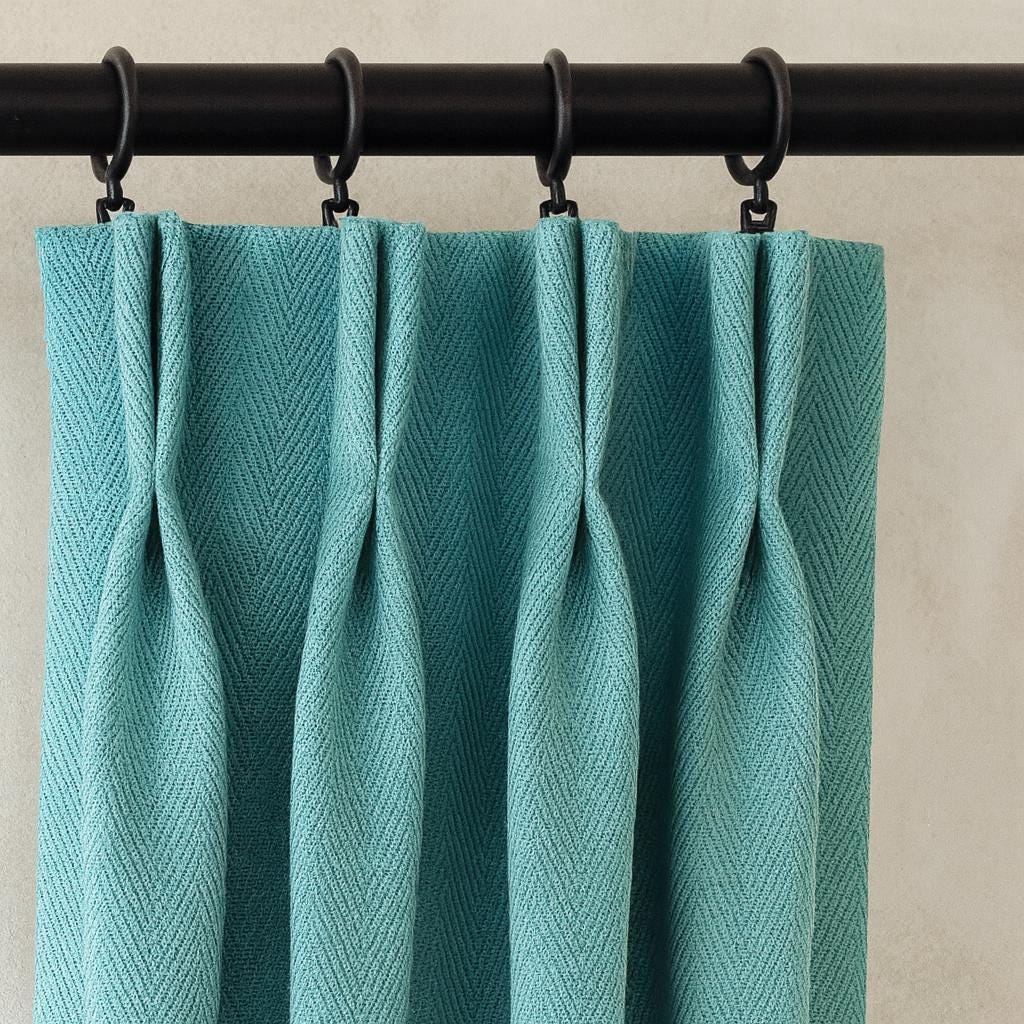 Teal Linen Curtains - Pinch Pleat with Blackout or Cotton Lining — image 1