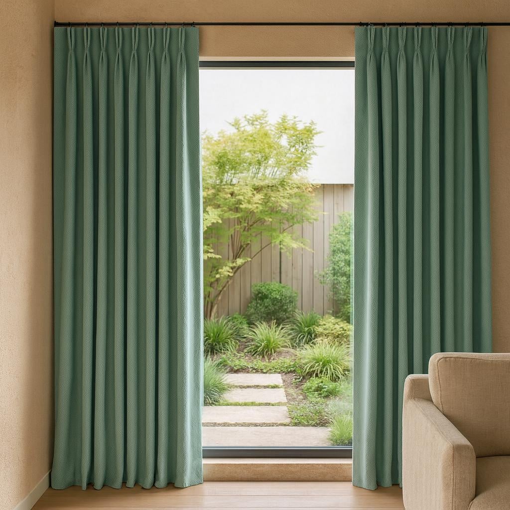 Teal Linen Curtains - Pinch Pleat with Blackout or Cotton Lining — image 2