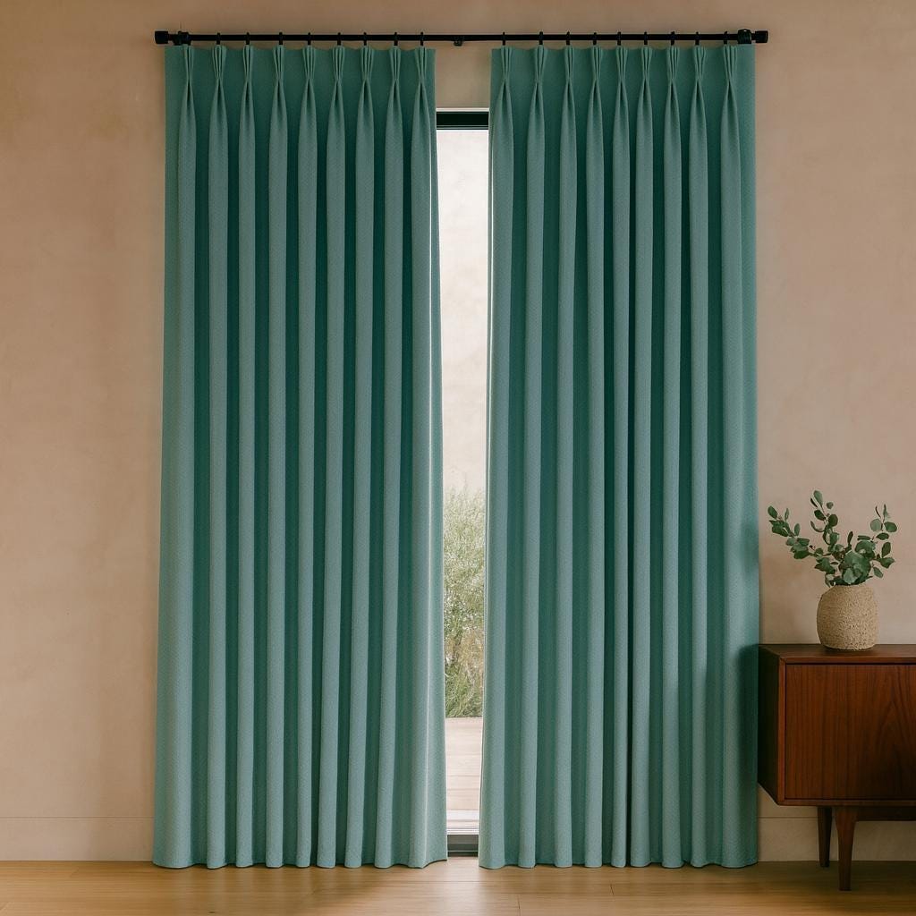 Teal Linen Curtains - Pinch Pleat with Blackout or Cotton Lining — image 6