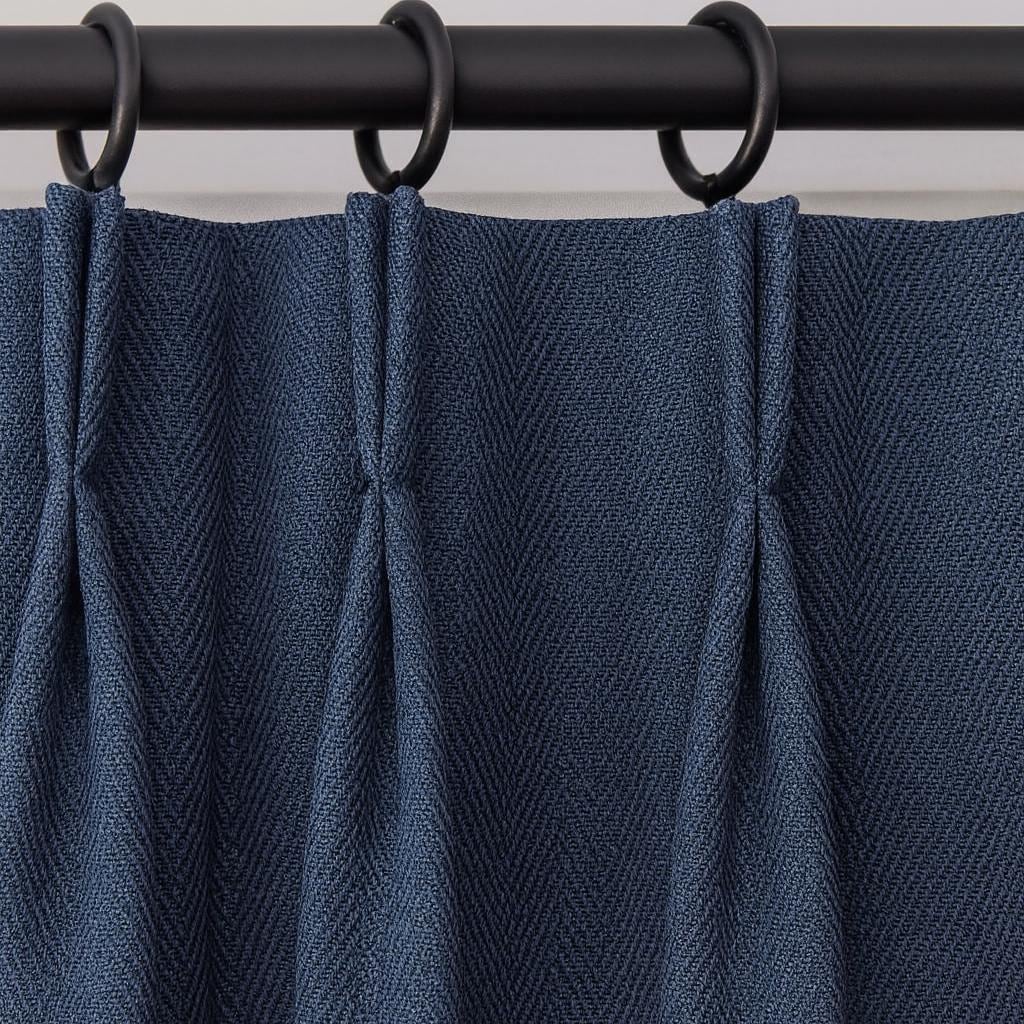 Navy Linen Pinch-Pleat Curtains - Blackout or Cotton Lining Options — image 1
