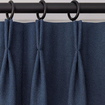 Navy Linen Pinch-Pleat Curtains - Blackout or Cotton Lining Options — image 1