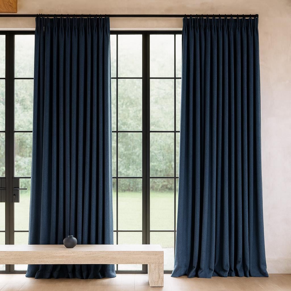 Navy Linen Pinch-Pleat Curtains - Blackout or Cotton Lining Options — image 2