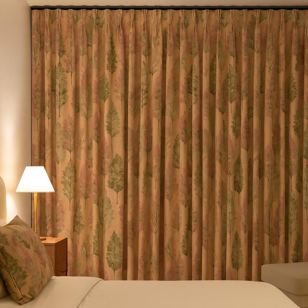 Pinch Pleat Linen Curtains, Sage & Blush Botanical (Blackout or Light-Filtering) — image 4