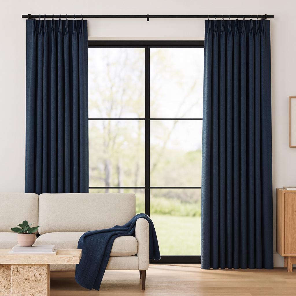 Navy Linen Pinch-Pleat Curtains - Blackout or Cotton Lining Options — image 5