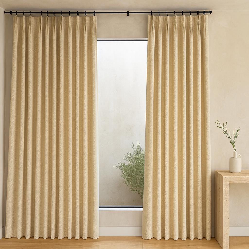 Corn-Silk Linen Curtains - Pinch Pleats with Light-Filtering or Blackout Liner — image 1