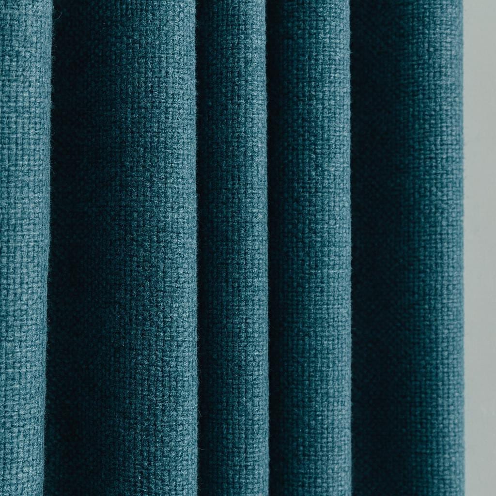 Blackout Curtains: Teal Artisan Weave (Custom Size, Organic Cotton) — image 1