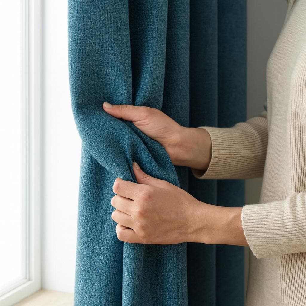 Blackout Curtains: Teal Artisan Weave (Custom Size, Organic Cotton) — image 1