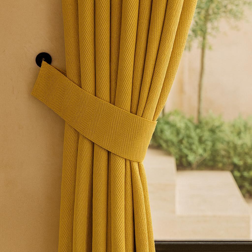 Pinch Pleat Curtains: Aspen Gold Linen - Blackout or Cotton Lining — image 2