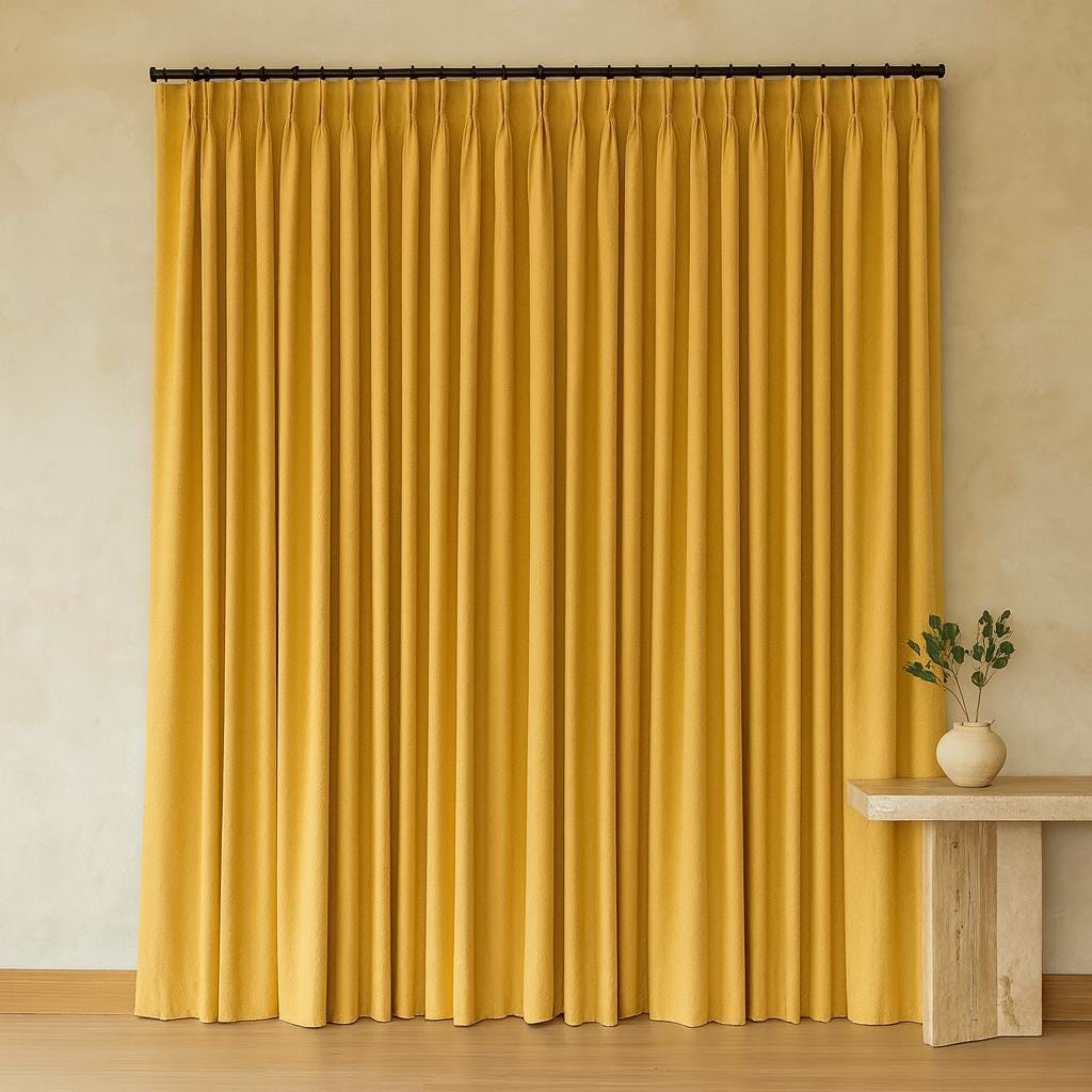Pinch Pleat Curtains: Aspen Gold Linen - Blackout or Cotton Lining — image 4