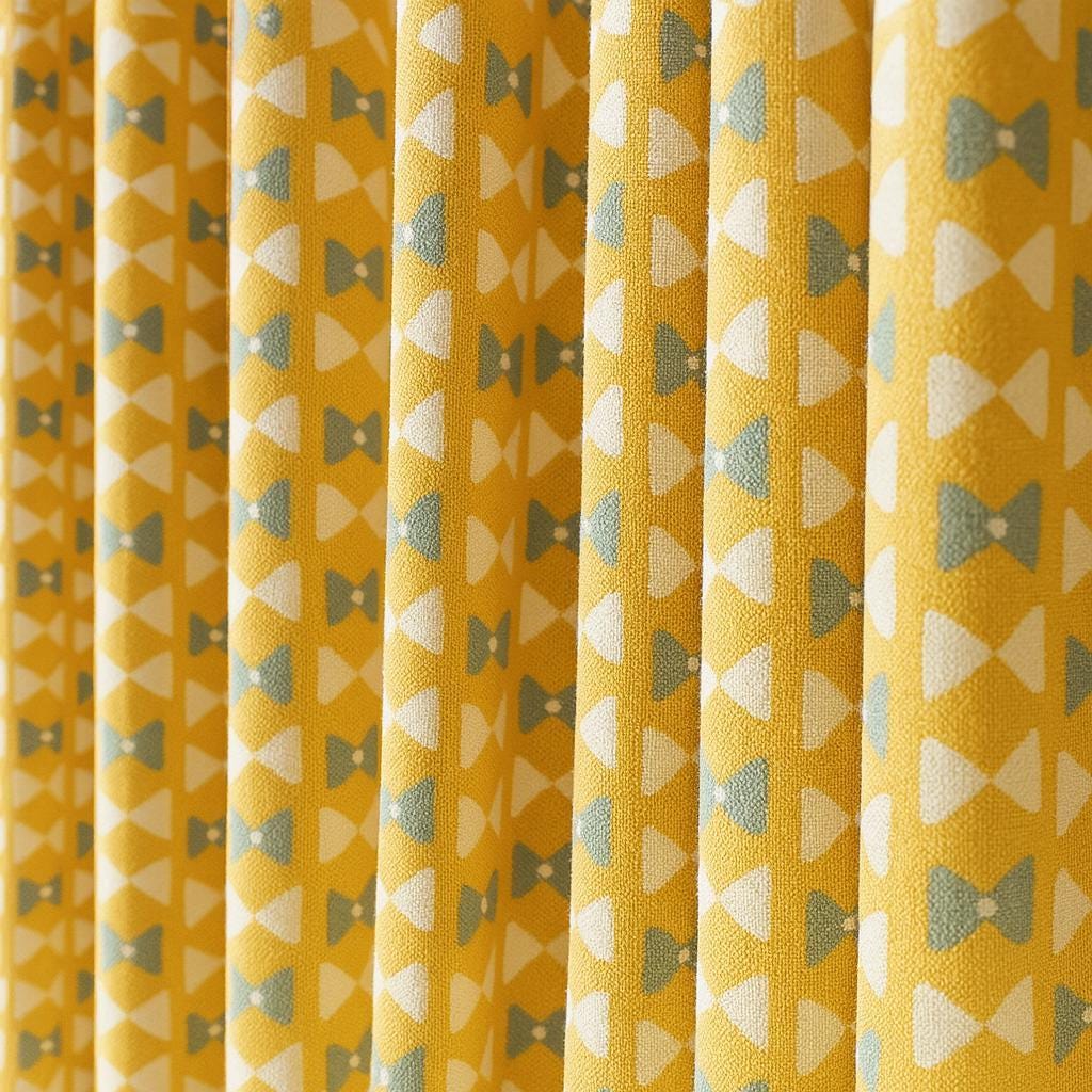 Organic Cotton Kids Curtains, Yellow Bow & Dot Print (Custom Sizes, 4 Heading Styles) — image 4