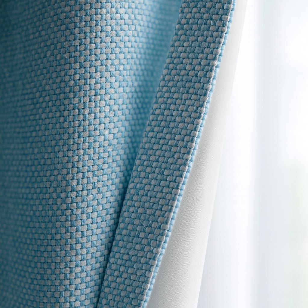 Organic Cotton Curtains, Sky Blue, Basketweave Texture (Custom Sizes) — image 5