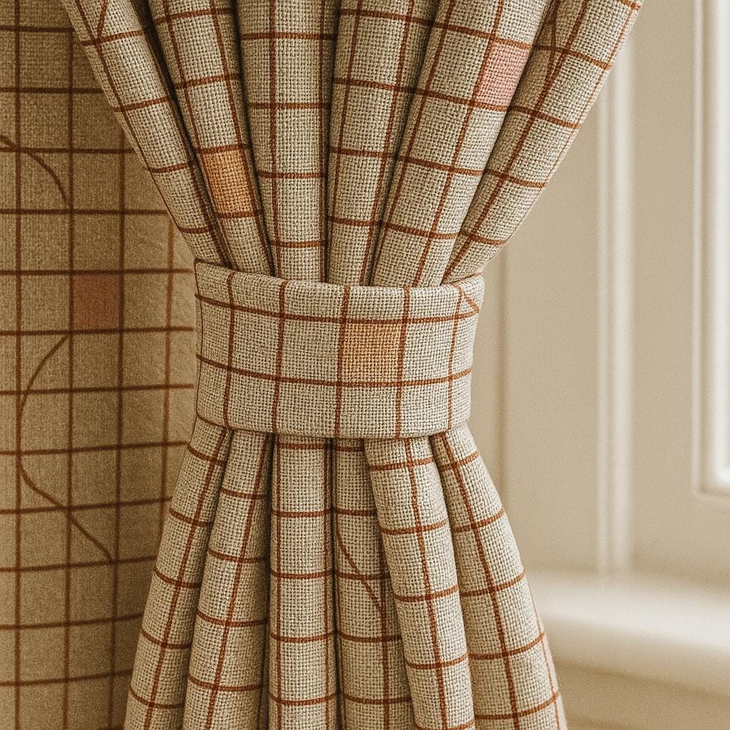 Kids Room Curtains: White Linen with Terracotta and Pastel Blocks (Custom Sizes) — image 6