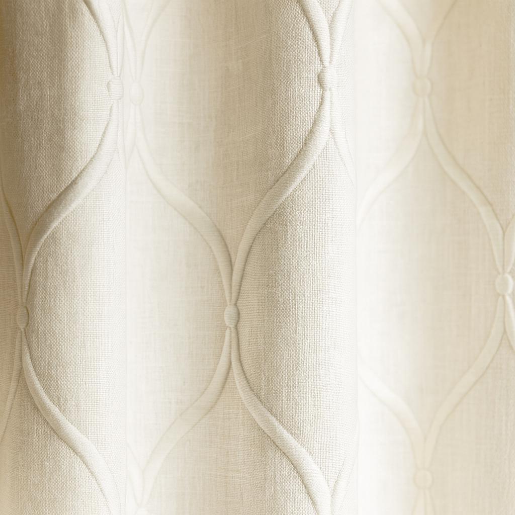 Ivory Trellis Linen Curtains - Embroidered, Blackout or Light-Filtering — image 7