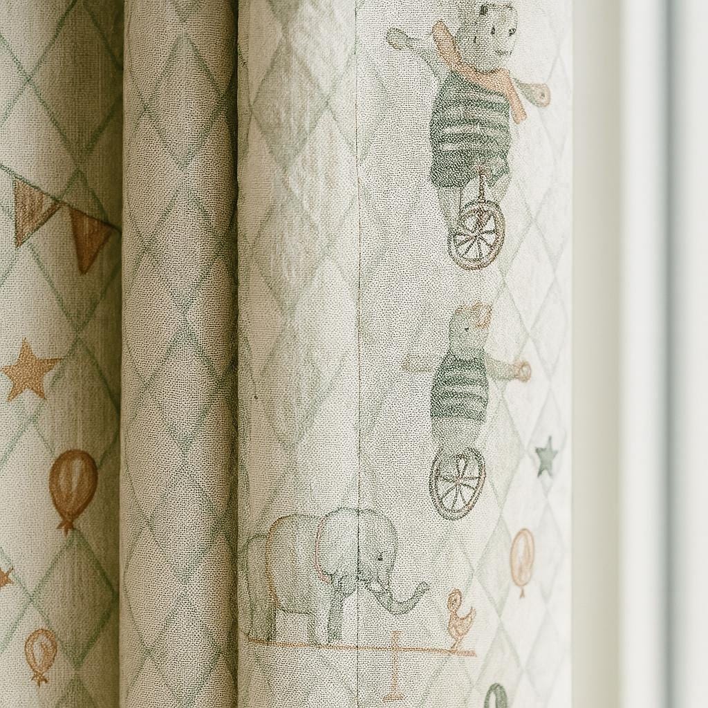 Kids Nursery Curtains: Mint Harlequin Linen - Blackout Panels — image 3