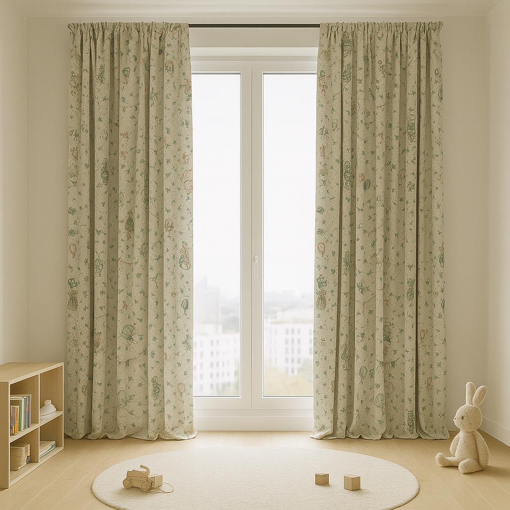 Kids Nursery Curtains: Mint Harlequin Linen - Blackout Panels — image 5