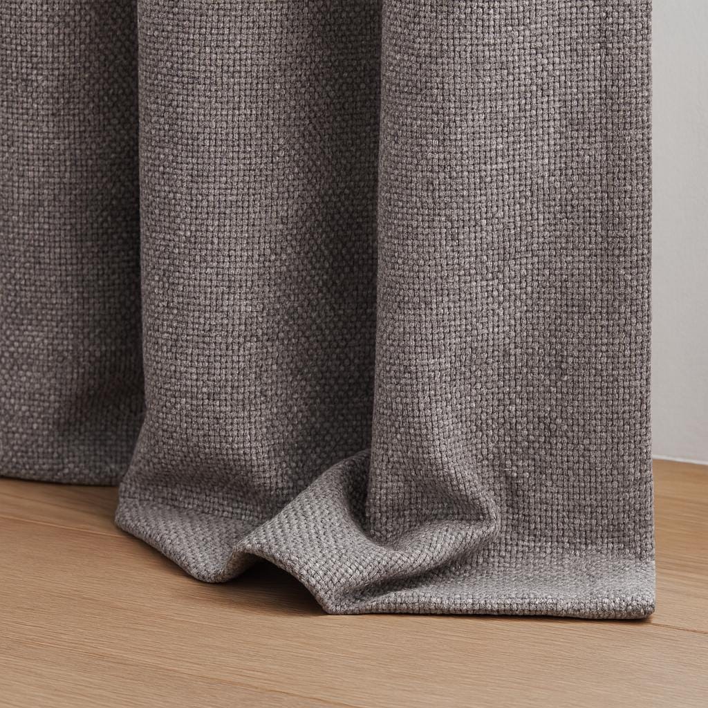 Pebble Grey Organic Cotton Curtains: Thick Blackout, Custom Size — image 5