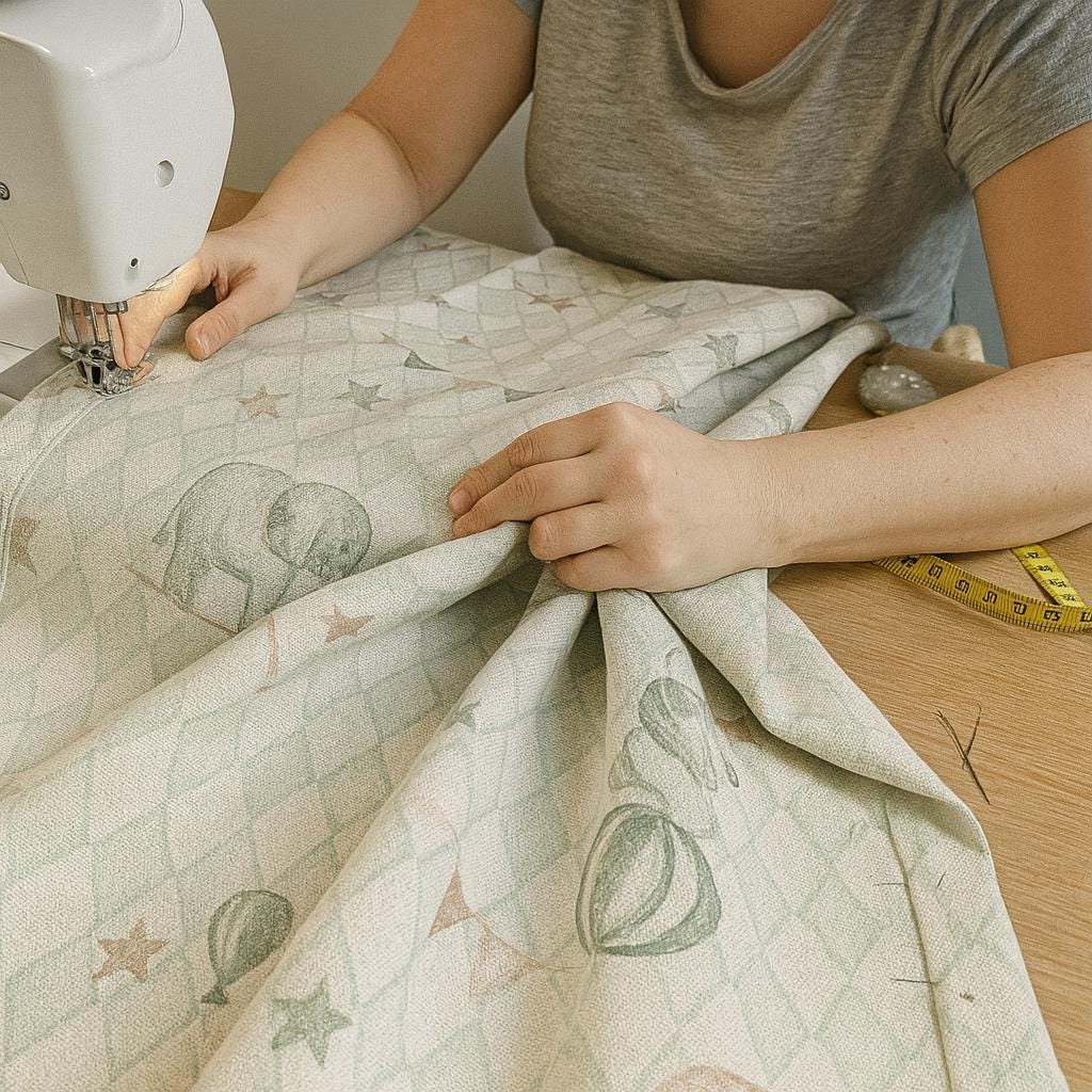 Kids Nursery Curtains: Mint Harlequin Linen - Blackout Panels — image 6