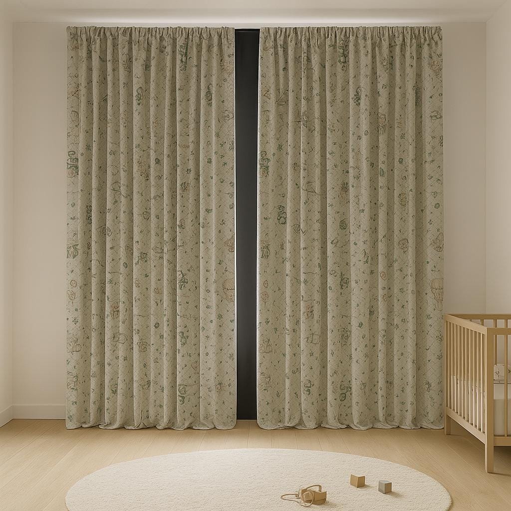 Kids Nursery Curtains: Mint Harlequin Linen - Blackout Panels — image 7