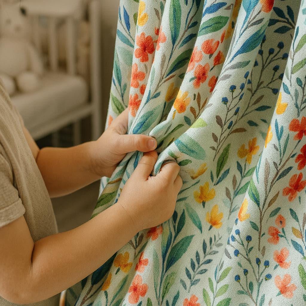 Kids Room Linen Curtains, Floral Watercolor Print (Blackout or Light Filtering) — image 1