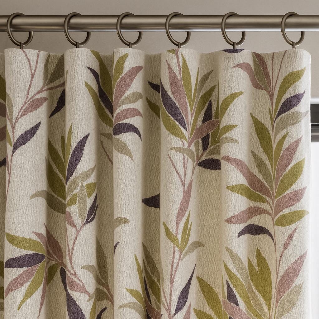Botanical Linen Curtains: Olive Plum Leaves - Blackout or Cotton Lined — image 4