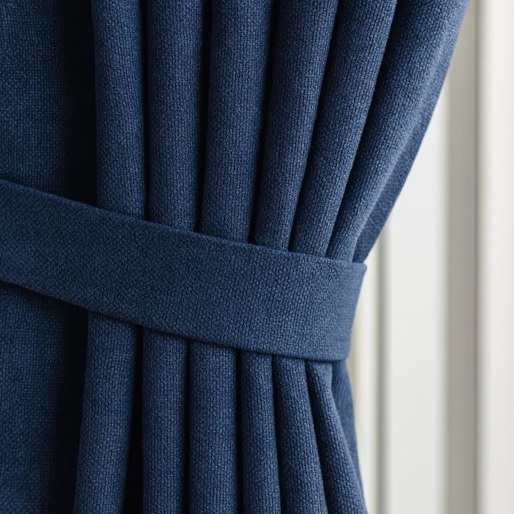 Navy Organic Cotton Curtain: Heavy Artisan Weave, Custom Length — image 1