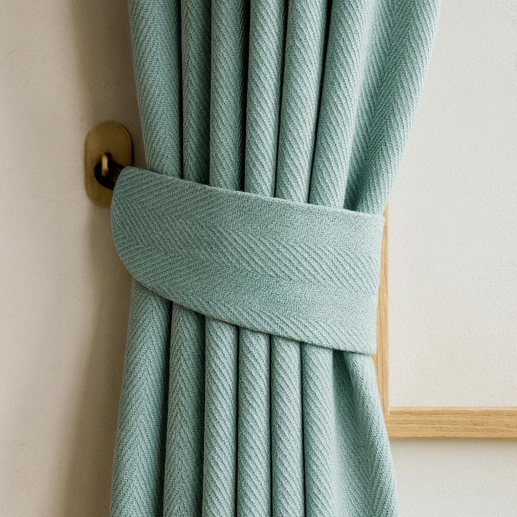 Pinch Pleat Curtains: Seafoam Mint Linen (Organic Cotton or Blackout) — image 2