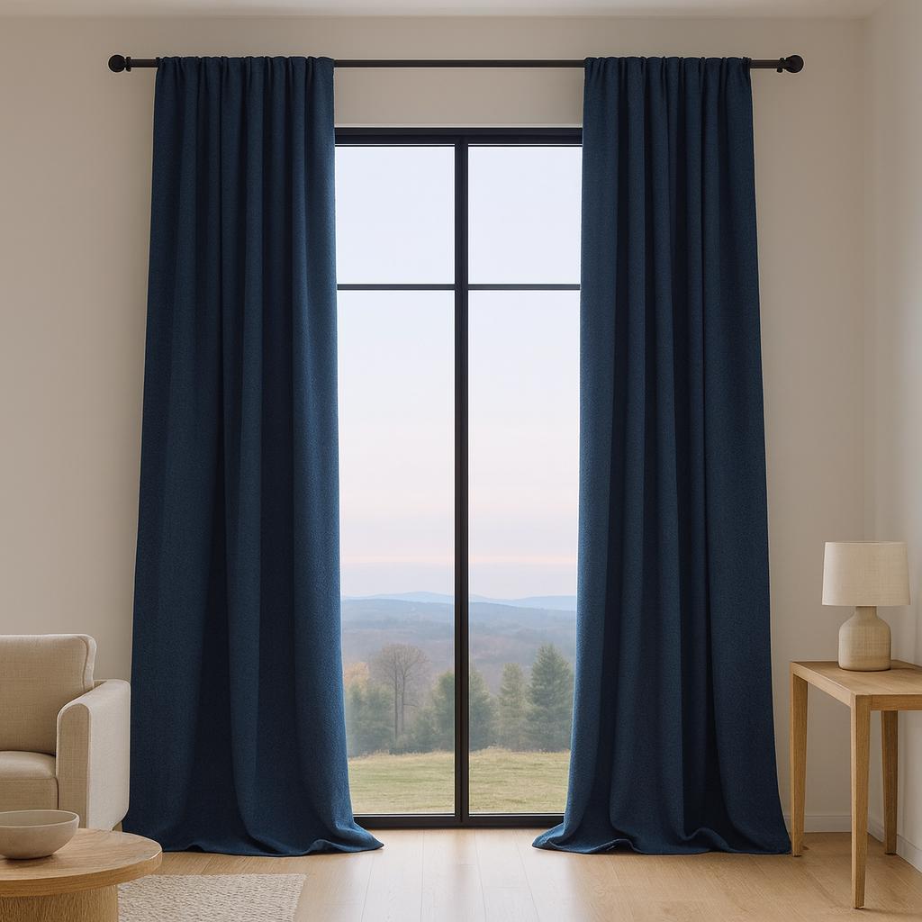 Navy Organic Cotton Curtain: Heavy Artisan Weave, Custom Length — image 7