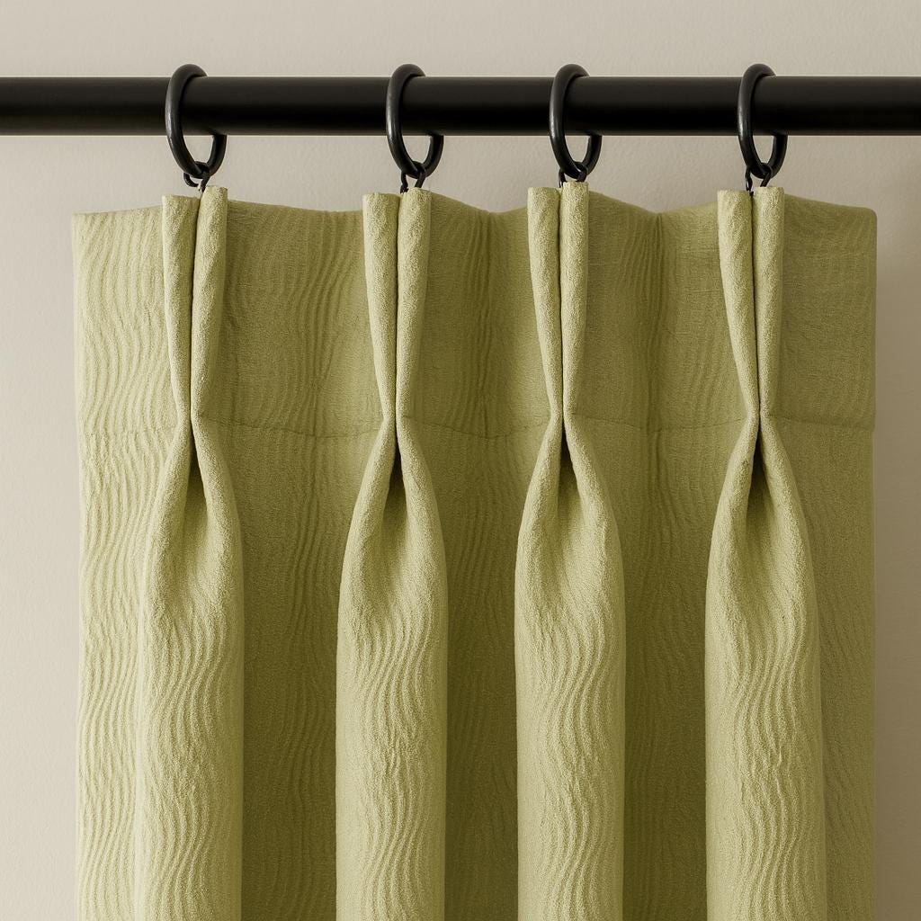 Pinch Pleat Curtains: Sage Green Cotton Drapes (Dual, Triple, Euro) — image 1