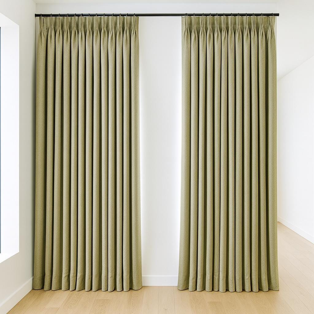 Pinch Pleat Curtains: Sage Green Cotton Drapes (Dual, Triple, Euro) — image 2