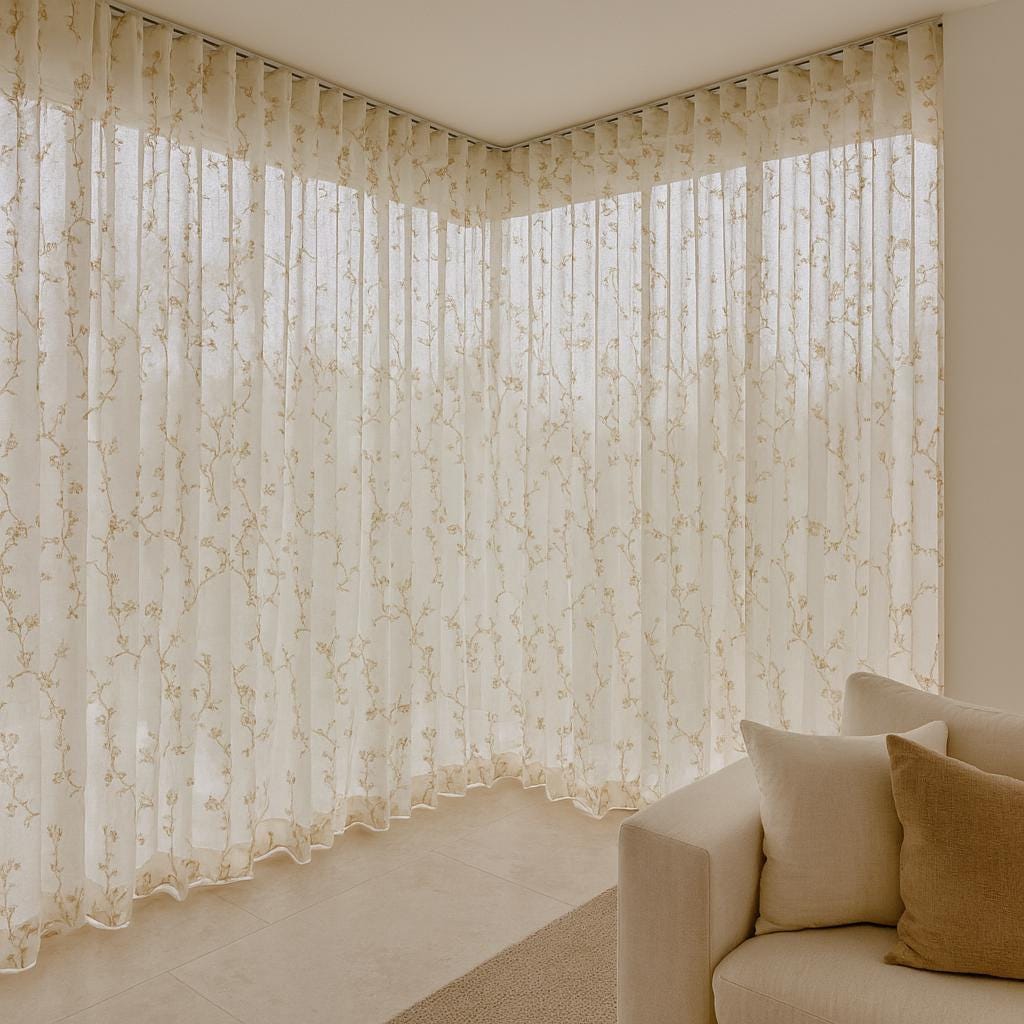 Sheer Linen Curtains: Flax Floral Embroidery (Hooks, Grommet, Rod Pocket) — image 2