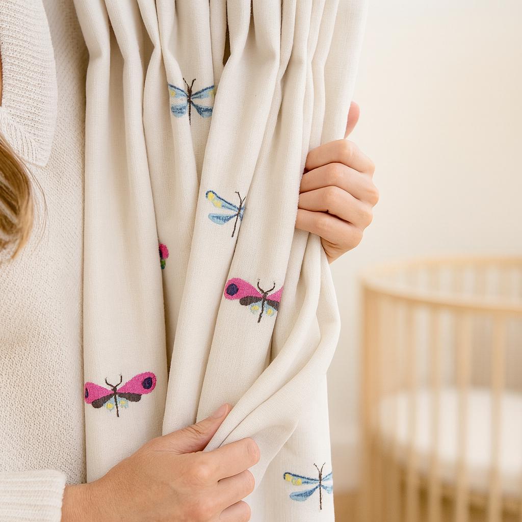 Dragonfly & Butterfly Curtains: Organic Linen Panels (Light Filtering or Blackout) — image 4