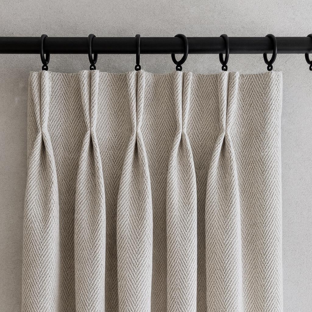 Grey Linen Pinch Pleat Curtains - Custom Sizes, Blackout or Cotton Lined — image 1