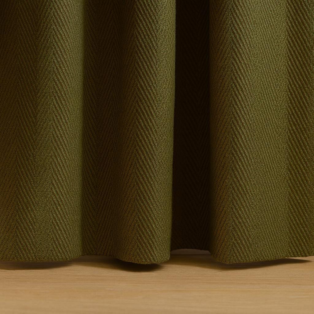 Olive Green Linen Curtains, Herringbone Texture, Pinch Pleat (Custom Width & Length) — image 4