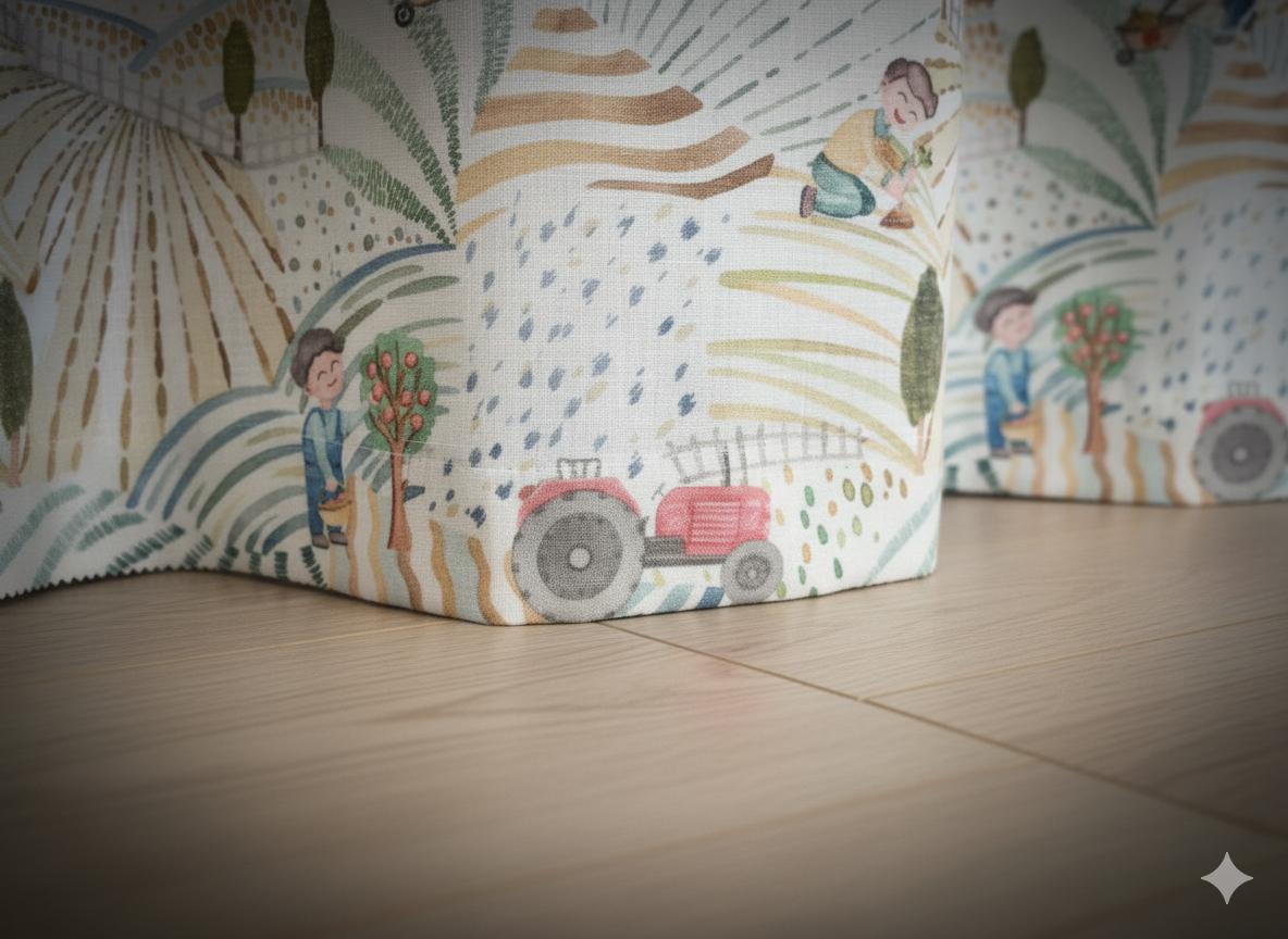 Farm-Scene Linen Curtains: Ivory, Sage & Sky for Kids’ Rooms — image 6