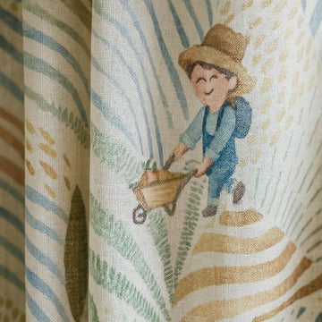 Farm-Scene Linen Curtains: Ivory, Sage & Sky for Kids’ Rooms — image 1