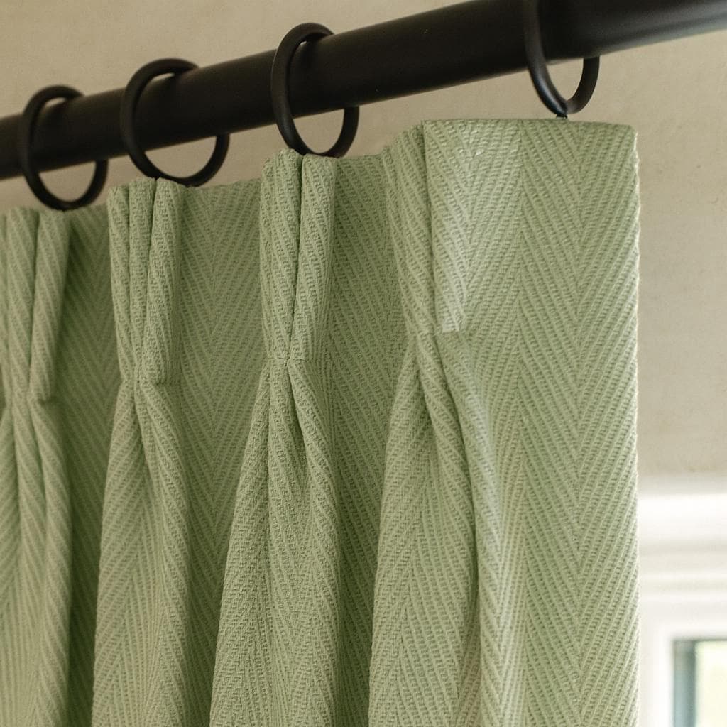 Sage Green Linen Curtains - Pinch Pleat, Made to Measure — image 1