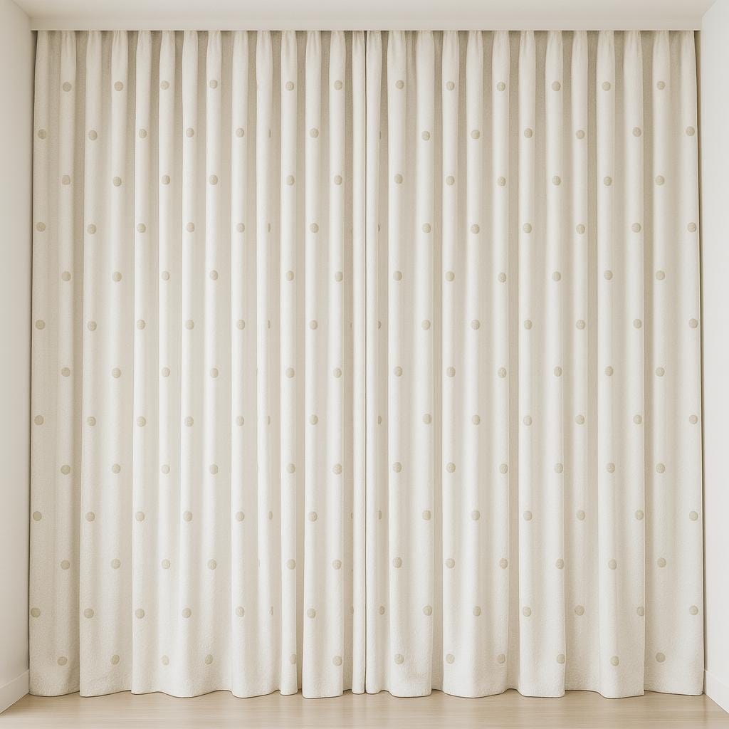 Organic Linen Curtains, Beige Spiral Dots Embroidery (Blackout or Light-Filtering) — image 4