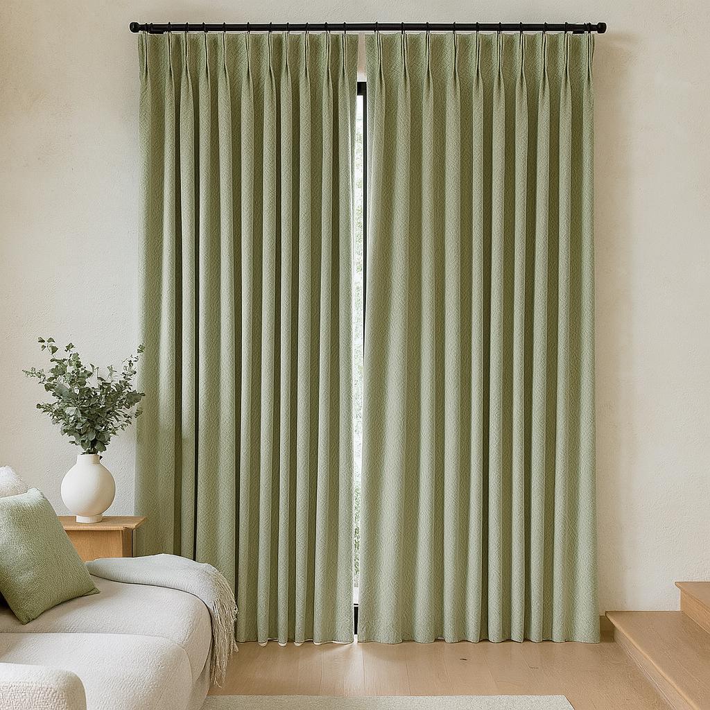 Sage Green Linen Curtains - Pinch Pleat, Made to Measure — image 3